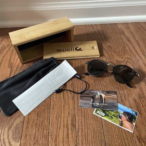Swell Sunglasses Swell Coco Black Bamboo Sunglasses NWT - Picture 6 of 12